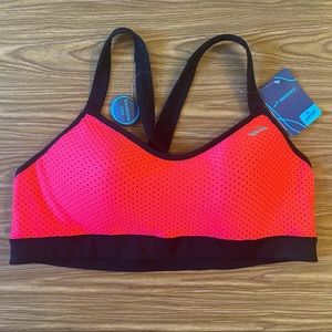 Brooks Uprise Crossback Sports Bra Race Pink Mesh